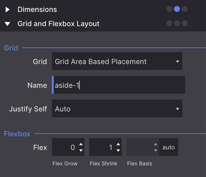 Placing an item in a grid area